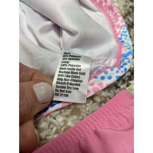 Crown & Ivy Kids Sea Pebble Pink & Blue Swimsuit Size 16 NWT - Picture 6 of 6
